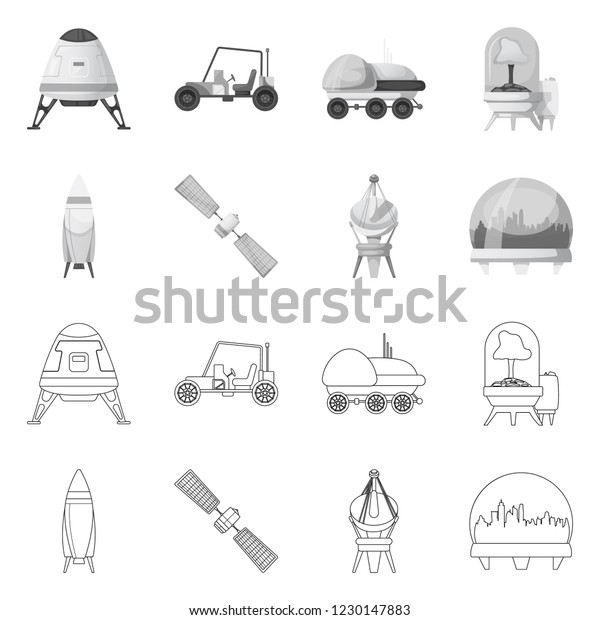 Vector design of mars and space logo. Set of
mars and planet vector icon for
stock.