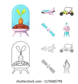 Vector design of mars and space sign. Collection of mars and planet stock symbol for web.