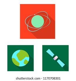Vector design of mars and space sign. Set of mars and planet vector icon for stock.