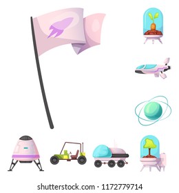 Vector design of mars and space sign. Collection of mars and planet stock vector illustration.