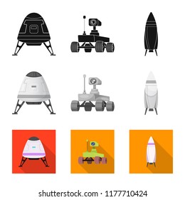 Vector design of mars and space sign. Set of mars and planet vector icon for stock.