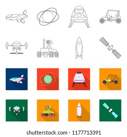 Vector design of mars and space sign. Collection of mars and planet stock symbol for web.