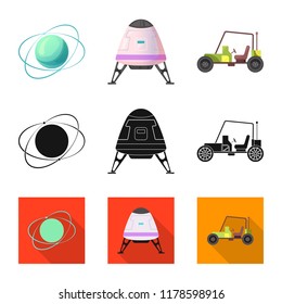 Vector design of mars and space sign. Set of mars and planet vector icon for stock.