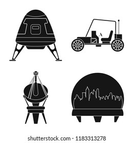 Vector design of mars and space sign. Collection of mars and planet stock vector illustration.