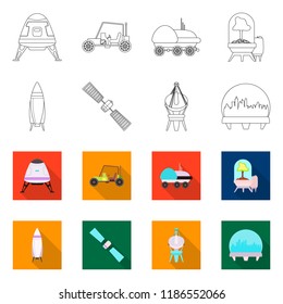 Vector design of mars and space sign. Set of mars and planet vector icon for stock.