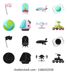 Vector design of mars and space sign. Collection of mars and planet vector icon for stock.