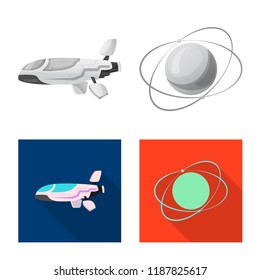 Vector design of mars and space sign. Set of mars and planet stock symbol for web.