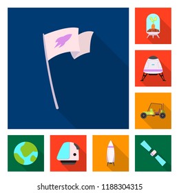 Vector design of mars and space sign. Collection of mars and planet stock symbol for web.
