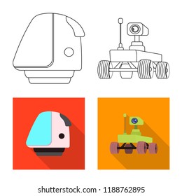 Vector design of mars and space sign. Set of mars and planet stock symbol for web.