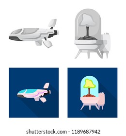 Vector design of mars and space sign. Set of mars and planet stock vector illustration.