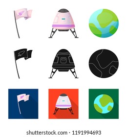 Vector design of mars and space sign. Collection of mars and planet stock vector illustration.