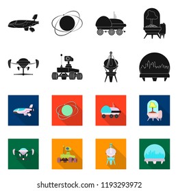 Vector design of mars and space sign. Set of mars and planet stock symbol for web.