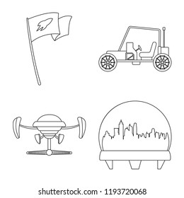 Vector design of mars and space sign. Set of mars and planet vector icon for stock.