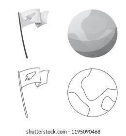 Vector design of mars and space sign. Collection of mars and planet stock vector illustration.