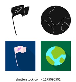 Vector design of mars and space sign. Set of mars and planet stock symbol for web.