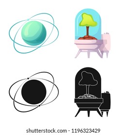 Vector design of mars and space sign. Collection of mars and planet stock vector illustration.