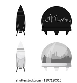 Vector design of mars and space sign. Collection of mars and planet stock symbol for web.