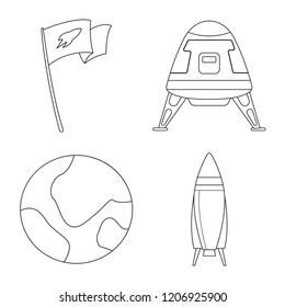 Vector design of mars and space sign. Set of mars and planet stock symbol for web.
