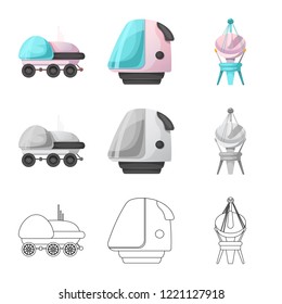 Vector design of mars and space sign. Set of mars and planet stock vector illustration.