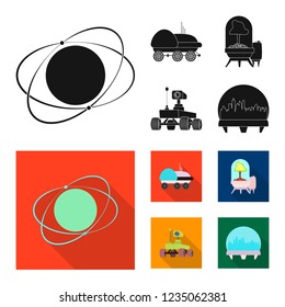 Vector design of mars and space sign. Set of mars and planet stock vector illustration.