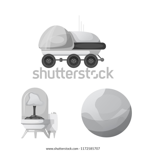 Vector design of mars and space\
sign. Collection of mars and planet stock vector\
illustration.