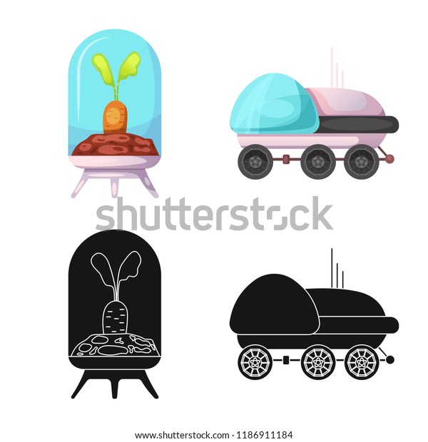 Vector design of mars and space sign. Set\
of mars and planet stock vector\
illustration.