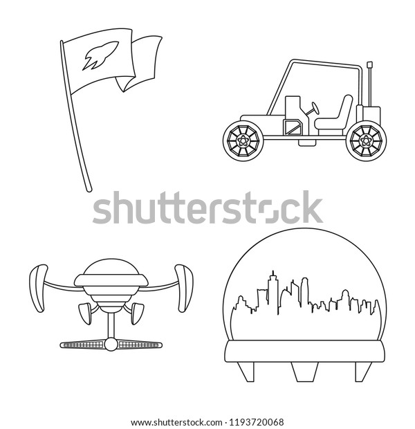 Vector design of mars and space sign. Set of\
mars and planet vector icon for\
stock.