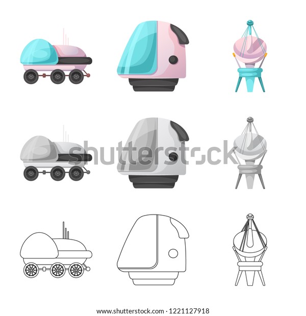 Vector design of mars and space sign. Set\
of mars and planet stock vector\
illustration.