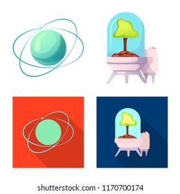 Vector design of mars and space symbol. Set of mars and planet vector icon for stock.