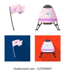 Vector design of mars and space symbol. Set of mars and planet stock symbol for web.