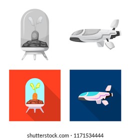 Vector design of mars and space symbol. Set of mars and planet vector icon for stock.