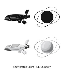 Vector design of mars and space symbol. Collection of mars and planet vector icon for stock.