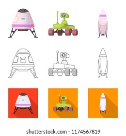 Vector design of mars and space symbol. Set of mars and planet vector icon for stock.