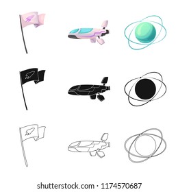 Vector design of mars and space symbol. Collection of mars and planet stock vector illustration.