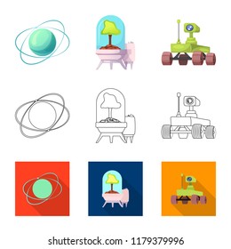 Vector design of mars and space symbol. Set of mars and planet stock vector illustration.