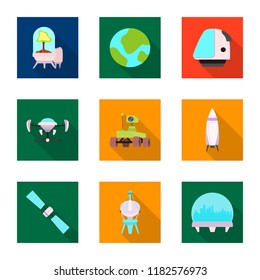 Vector design of mars and space symbol. Set of mars and planet stock symbol for web.