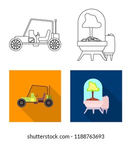 Vector design of mars and space symbol. Set of mars and planet stock symbol for web.