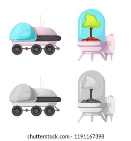 Vector design of mars and space symbol. Set of mars and planet stock symbol for web.