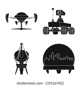 Vector design of mars and space symbol. Set of mars and planet stock symbol for web.