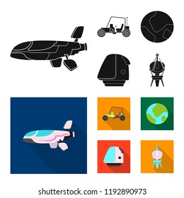 Vector design of mars and space symbol. Set of mars and planet vector icon for stock.