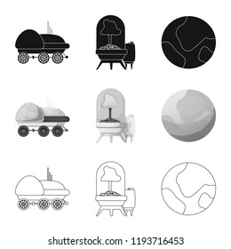 Vector design of mars and space symbol. Collection of mars and planet stock vector illustration.