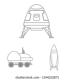 Vector design of mars and space symbol. Set of mars and planet vector icon for stock.