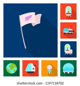 Vector design of mars and space symbol. Set of mars and planet vector icon for stock.