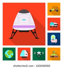 Vector design of mars and space symbol. Collection of mars and planet stock symbol for web.