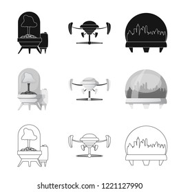 Vector design of mars and space symbol. Collection of mars and planet vector icon for stock.