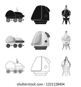 Vector design of mars and space symbol. Collection of mars and planet vector icon for stock.