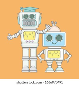 Vektorillustration Design Maskottentechnik Roboterbildungstechnik