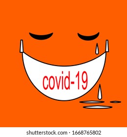 Vector design of the mask sign on the red color background symbol of covid19


