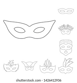 Vector design of masquerade and mystery logo. Set of masquerade and festival vector icon for stock.