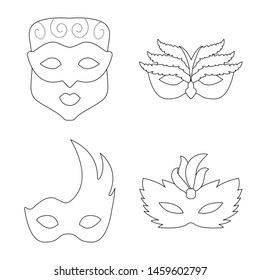 Vector design of masquerade and mystery logo. Collection of masquerade and festival stock symbol for web.